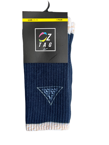 LONG BLUE/CREAM OZTAG SOCKS (LONG)