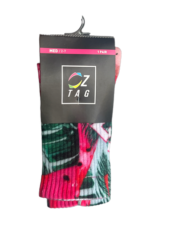 PINK/GREEN OZTAG SOCKS (LONG)