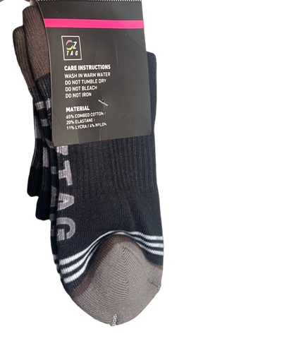 BLACK/GREY OZTAG SOCKS (MED LENGTH)