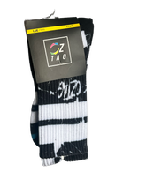 Load image into Gallery viewer, BLACK/WHITE/BLUE OZTAG SOCKS (LONG)