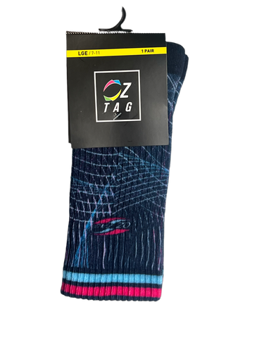 BLUE/PINK OZTAG SOCKS (LONG)