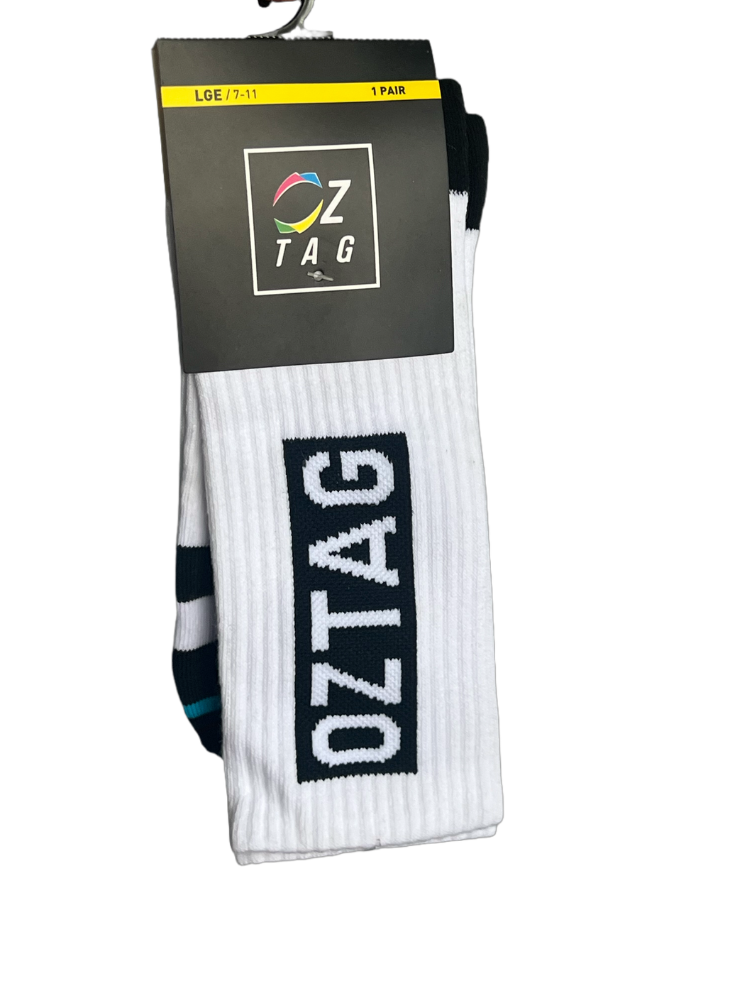 BLACK/WHITE OZTAG SOCKS (LONG)