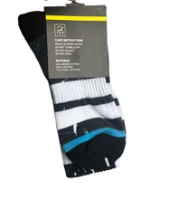 Load image into Gallery viewer, BLACK/WHITE/BLUE OZTAG SOCKS (LONG)